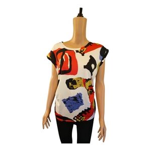 Rachel Roy Blouse Shirt Multicolor  sz M   polyester & Spandex Used